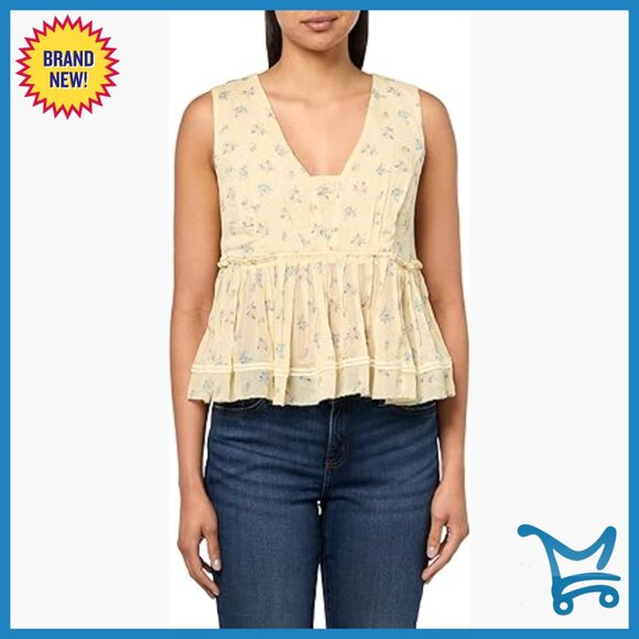 Tops - Floral Printed Ruffle V-Neck Blouse, Regular Fit, 100% Viscose